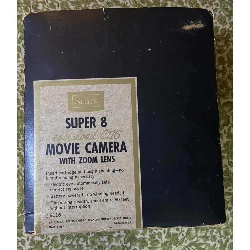 VINTAGE SEARS C 116 SUPER 8mm HOME MOVIE CAMERA EASI-LOAD FILM CAMERA & BOX